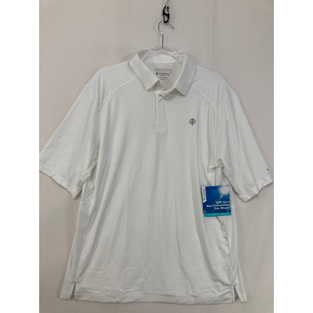 New Coolibar Performance Polo Large White UPF 50+ Sun Protection Golf Shirt